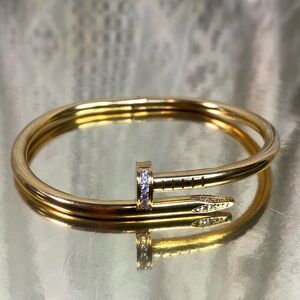 Gold Nail-Style Crystal Accent Bracelet